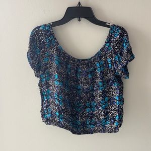 Lord and Taylor Blouse with Black Blue and White Details